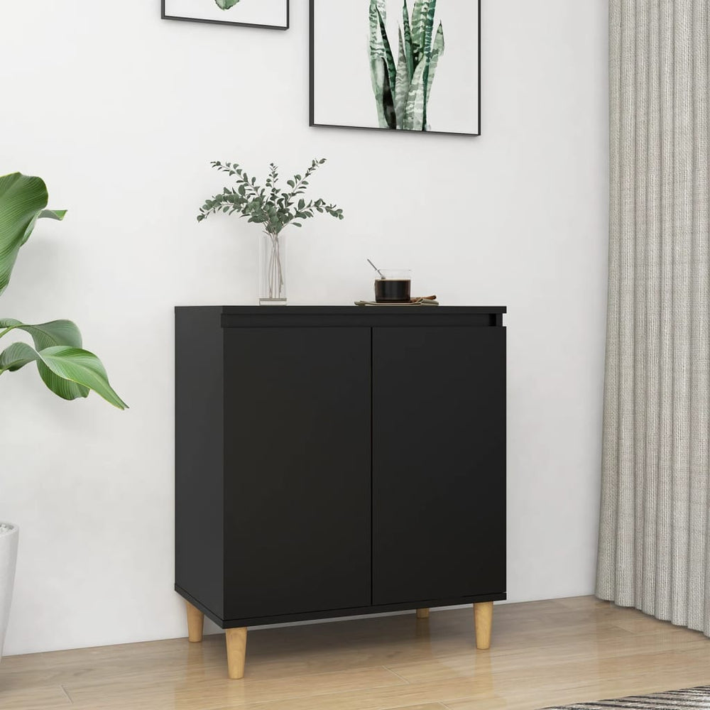 Schwarzes Sideboard mit Holzbeinen 60x35x70 cm