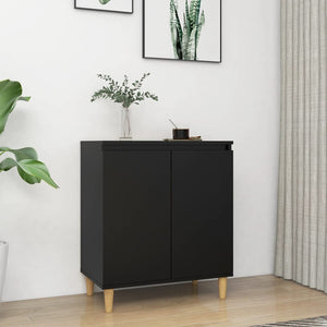 Schwarzes Sideboard mit Holzbeinen 60x35x70 cm
