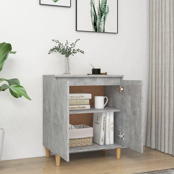 Betongraues Sideboard mit Holzbeinen, 60 cm