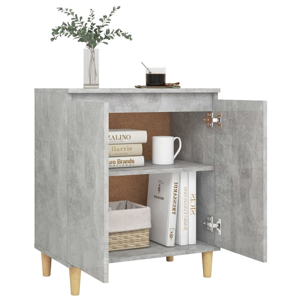 Betongraues Sideboard mit Holzbeinen, 60 cm