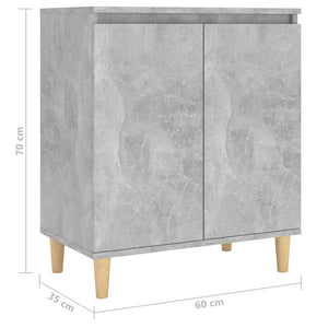 Betongraues Sideboard mit Holzbeinen, 60 cm