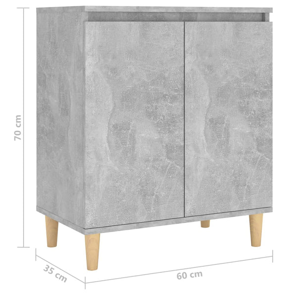 Betongraues Sideboard mit Holzbeinen, 60 cm