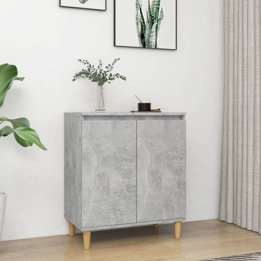 Betongraues Sideboard mit Holzbeinen, 60 cm