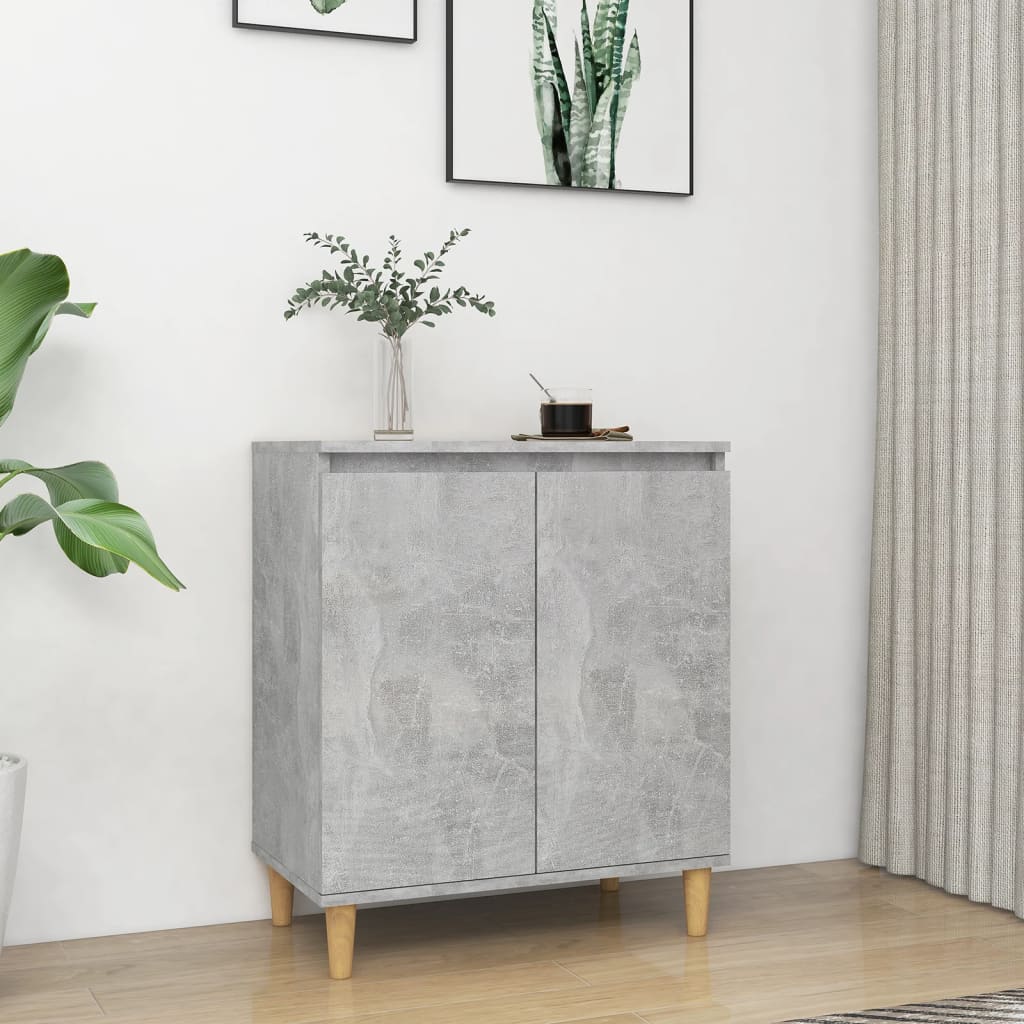 Betongraues Sideboard mit Holzbeinen, 60 cm