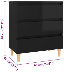 Hochglanz Sideboard Schwarz 60 cm