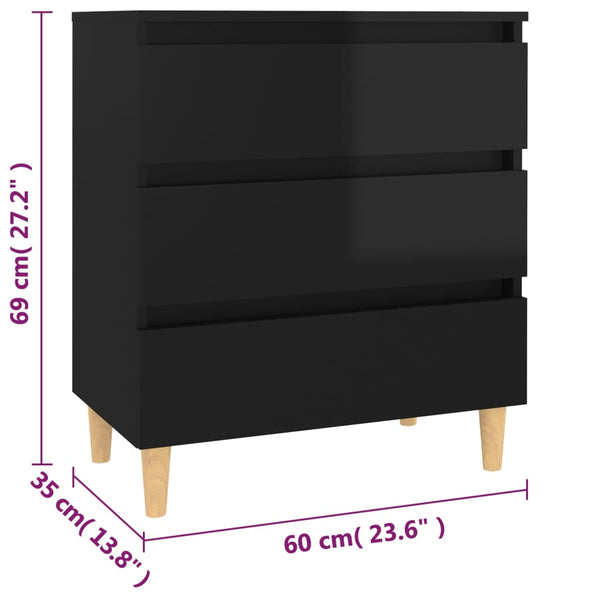 Hochglanz Sideboard Schwarz 60 cm