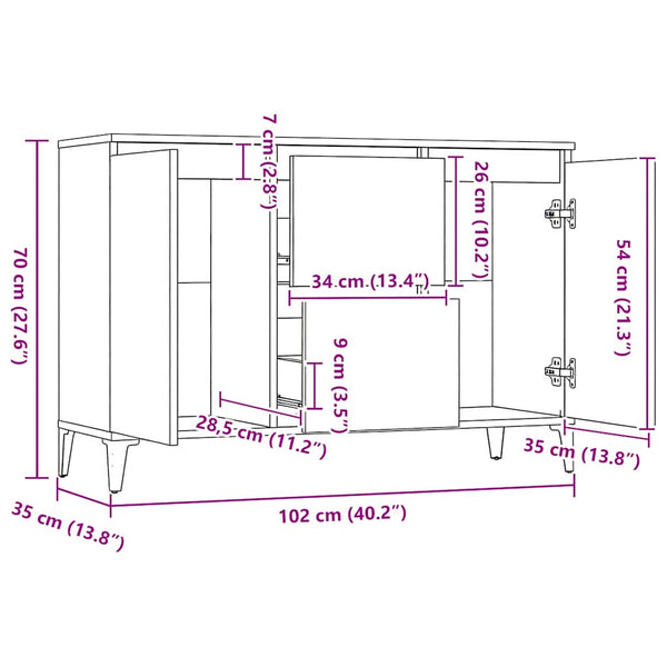 Schwarzes Sideboard 102 cm