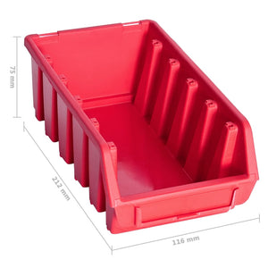 34-tlg. Behälter-Set für Kleinteile mit Wandplatten Rot Schwarz