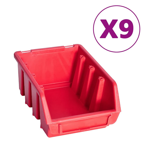 103-tlg. Werkzeugwand mit Sichtlagerkästen Rot und Schwarz