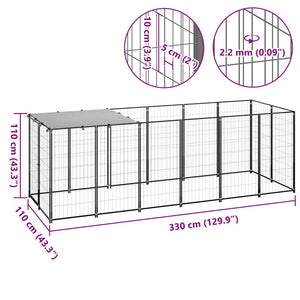 Hundezwinger Schwarz 330x110x110 cm Stahl