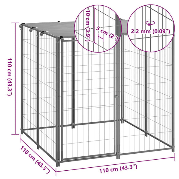 Hundezwinger Silbern 110x110x110 cm Stahl