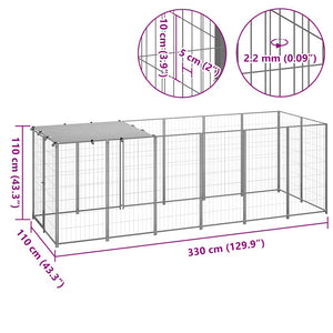 Hundezwinger Silbern 330x110x110 cm Stahl