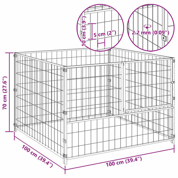 Hundezwinger Silbern 100x100x70 cm Stahl