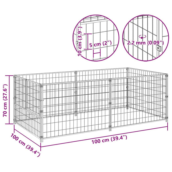 Hundezwinger Silbern 200x100x70 cm Stahl