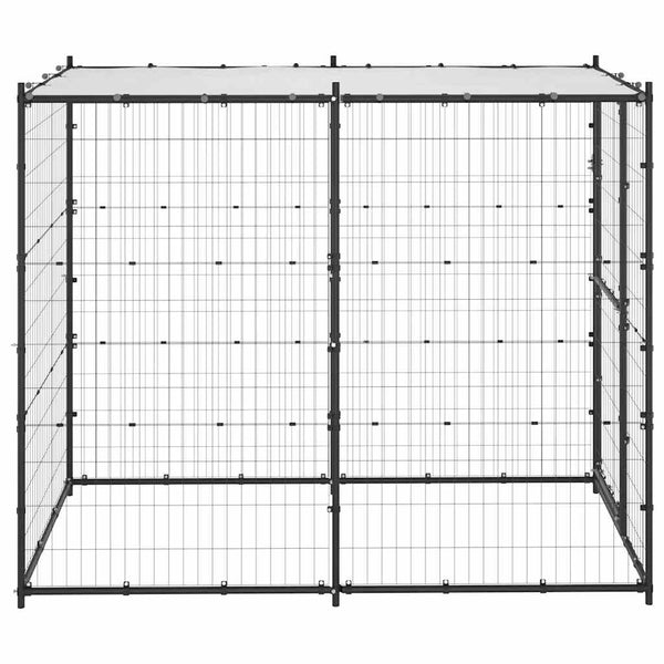 Outdoor-Hundezwinger Stahl mit Überdachung 110x220x180 cm