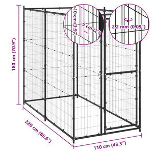 Outdoor-Hundezwinger Stahl 110x220x180 cm