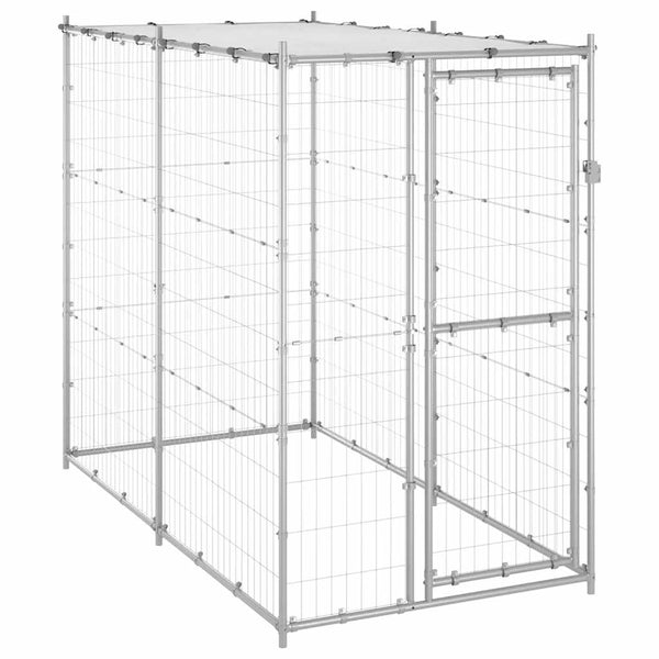 Outdoor-Hundezwinger mit Dach Verzinkter Stahl 110x220x180 cm