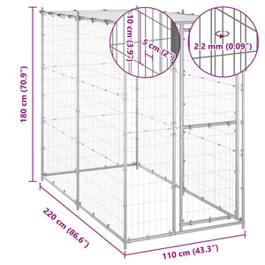 Outdoor-Hundezwinger mit Dach Verzinkter Stahl 110x220x180 cm