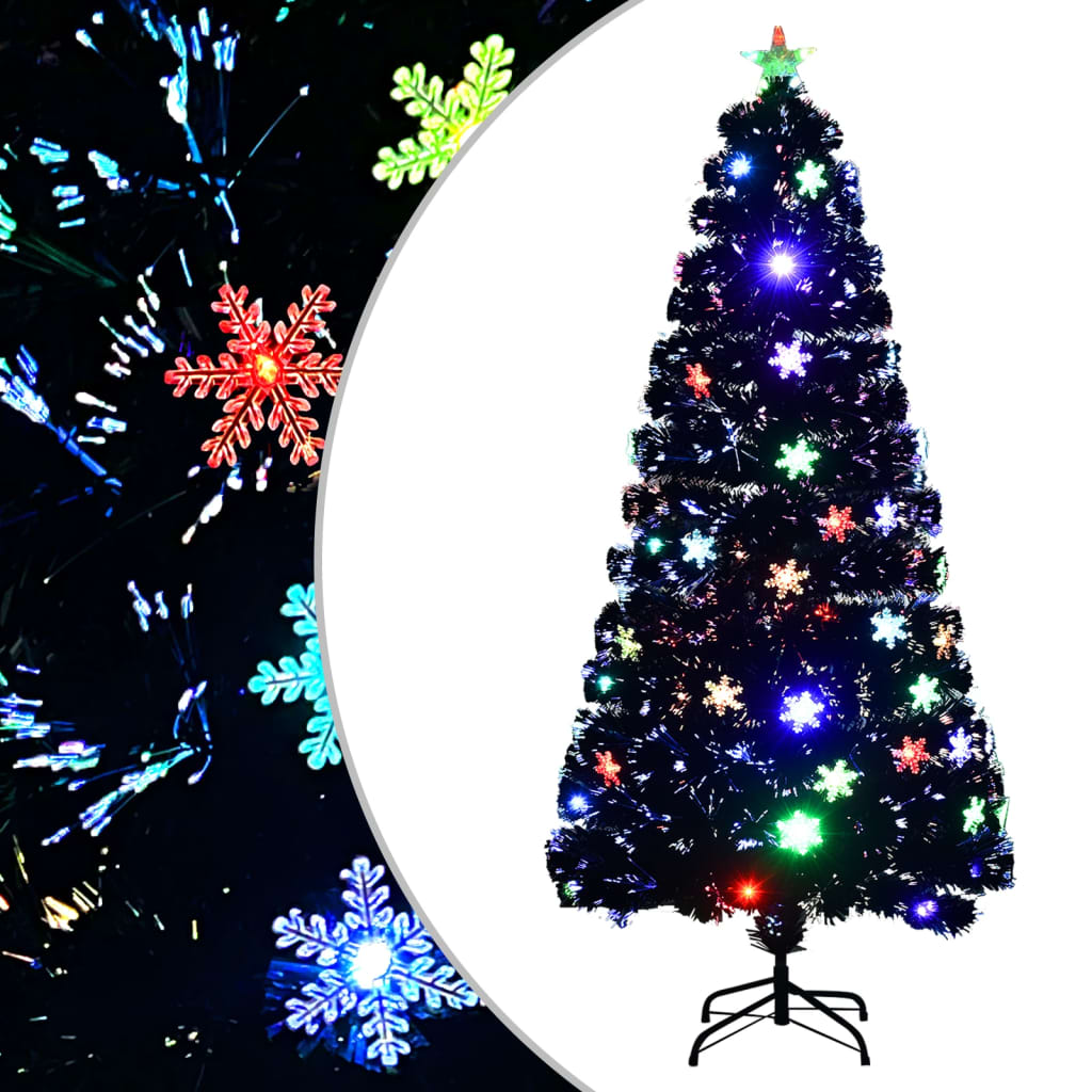 LED Schneeflocken Weihnachtsbaum Schwarz 150cm