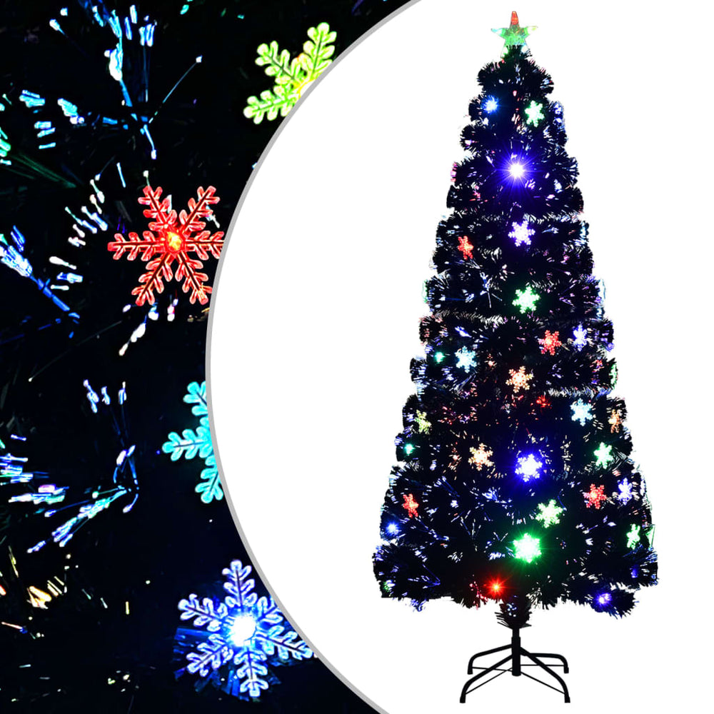 LED-Weihnachtsbaum Schwarz 180cm mit Fiberoptik