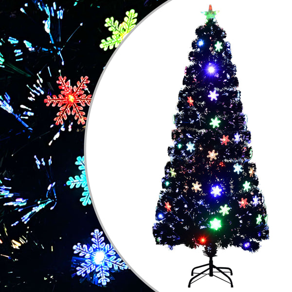 LED-Weihnachtsbaum Schwarz 180cm mit Fiberoptik
