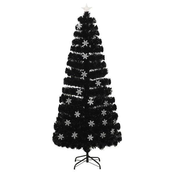 LED-Weihnachtsbaum Schwarz 180cm mit Fiberoptik