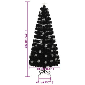 LED-Weihnachtsbaum Schwarz 180cm mit Fiberoptik