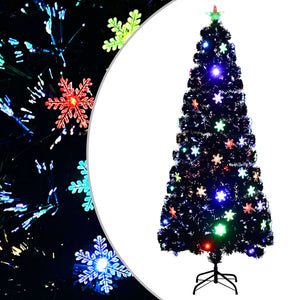 Schwarzer LED-Weihnachtsbaum mit Schneeflocken 210 cm