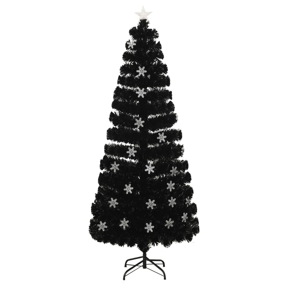 Schwarzer LED-Weihnachtsbaum mit Schneeflocken 210 cm