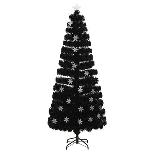Schwarzer LED-Weihnachtsbaum mit Schneeflocken 210 cm