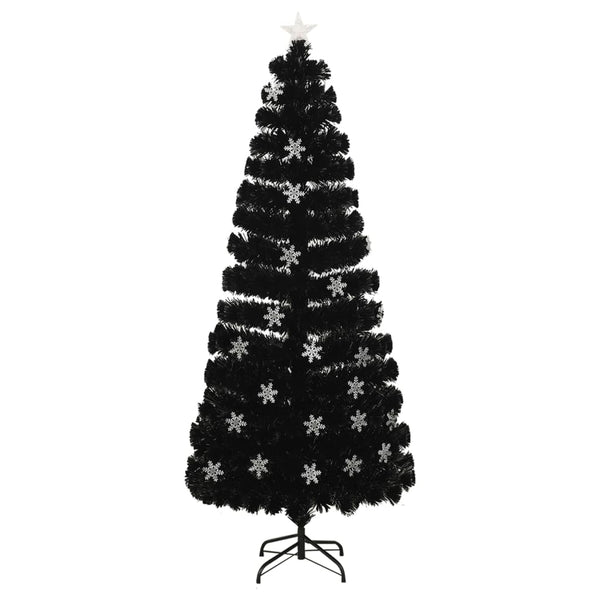 Schwarzer LED-Weihnachtsbaum mit Schneeflocken 210 cm