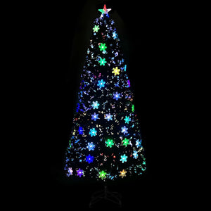 Schwarzer LED-Weihnachtsbaum mit Schneeflocken 210 cm
