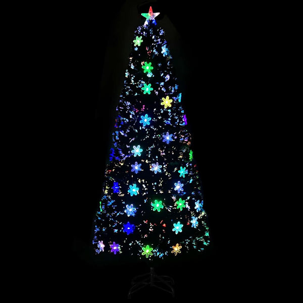 Schwarzer LED-Weihnachtsbaum mit Schneeflocken 210 cm