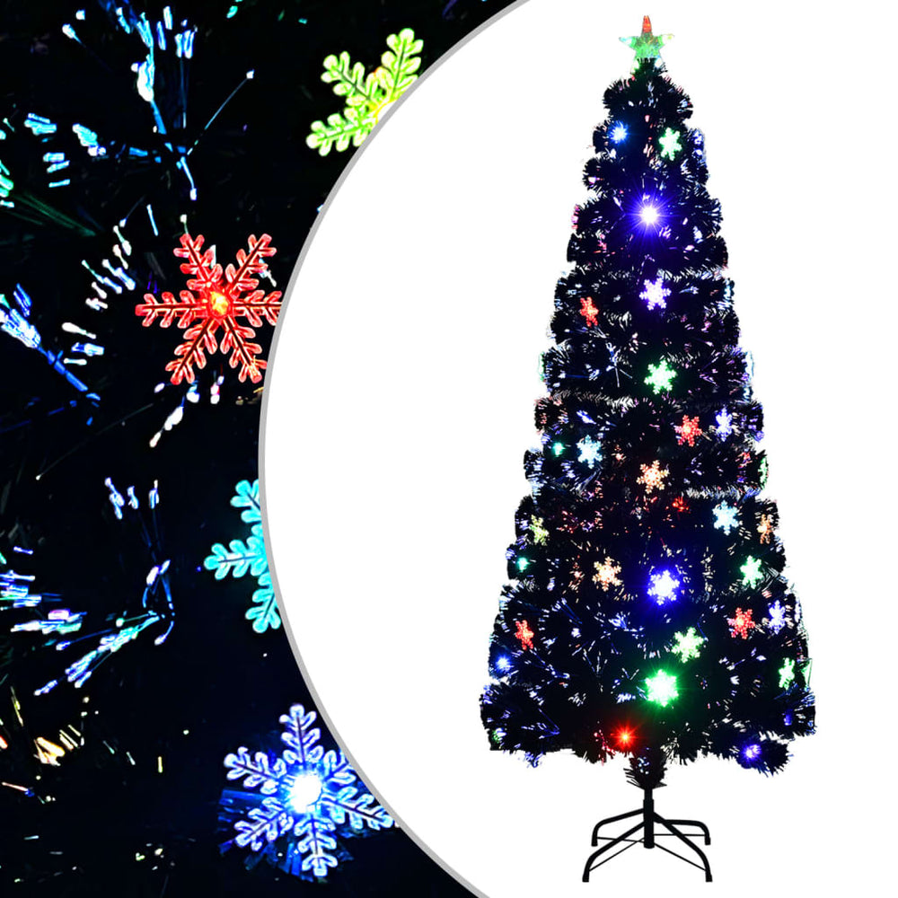 Schwarzer LED-Weihnachtsbaum mit Schneeflocken, 240 cm