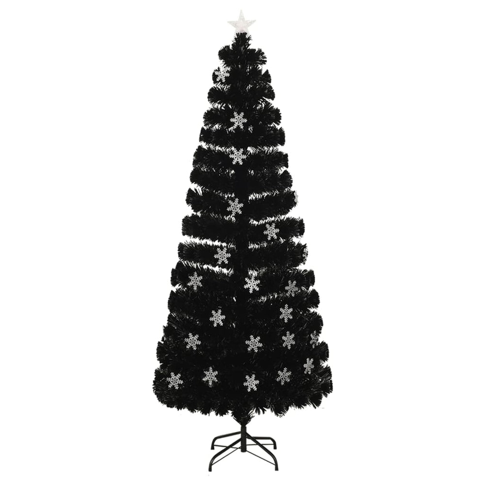 Schwarzer LED-Weihnachtsbaum mit Schneeflocken, 240 cm