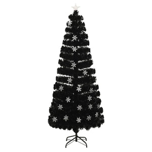 Schwarzer LED-Weihnachtsbaum mit Schneeflocken, 240 cm