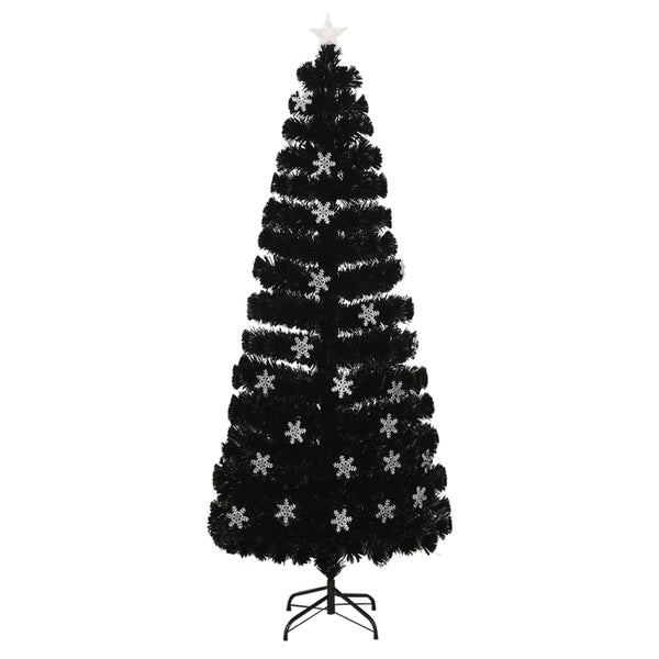Schwarzer LED-Weihnachtsbaum mit Schneeflocken, 240 cm