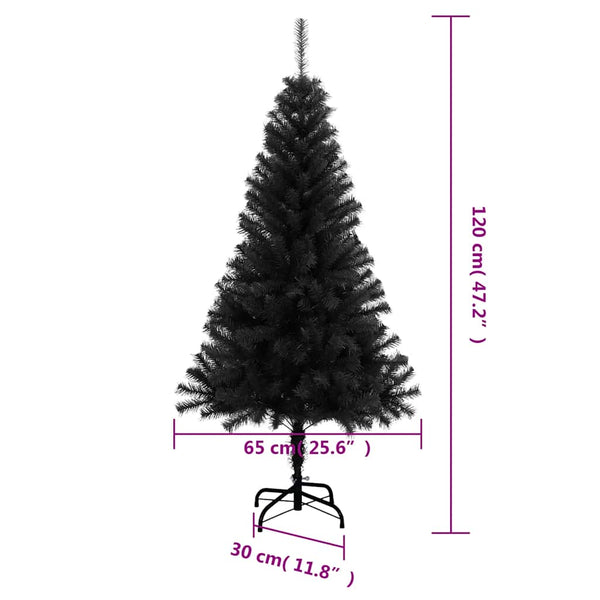 Schwarzer Weihnachtsbaum mit Ständer 120cm