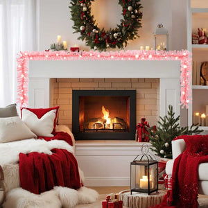 Rosa Weihnachtsgirlande mit LED Lichtern - 20 m