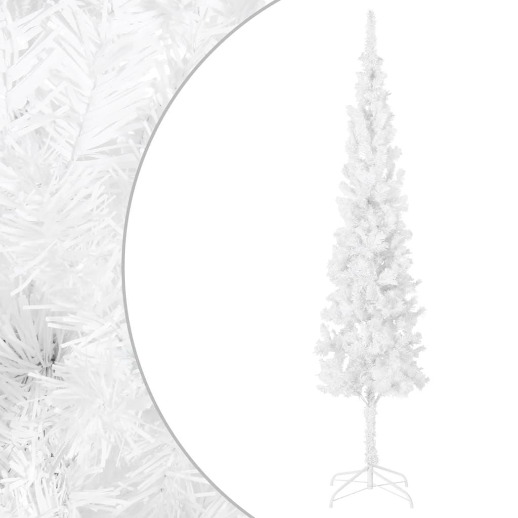 vidaXL Sapin de Noël artificiel slim blanc 210 cm