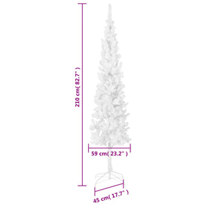 vidaXL Sapin de Noël artificiel slim blanc 210 cm