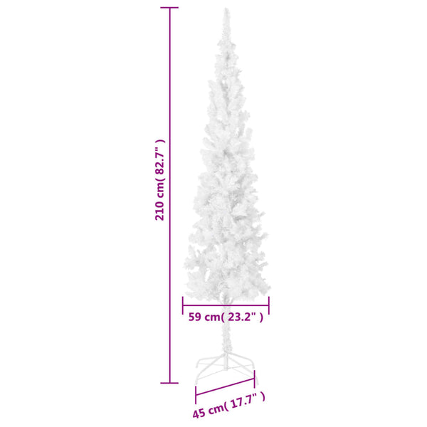 vidaXL Sapin de Noël artificiel slim blanc 210 cm