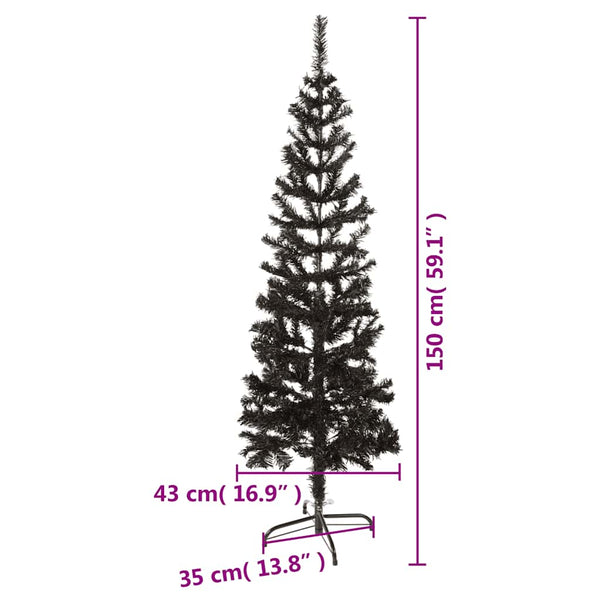 Schlanker Schwarzer Weihnachtsbaum - 150cm