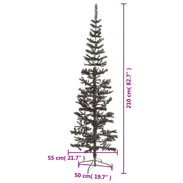 Schlanker, schwarzer Weihnachtsbaum, 210 cm