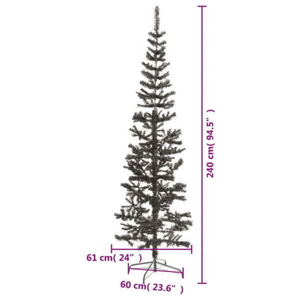 Schlanker, schwarzer Weihnachtsbaum, 240 cm