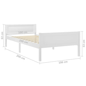Massivholzbett Kiefer Weiß 100x200