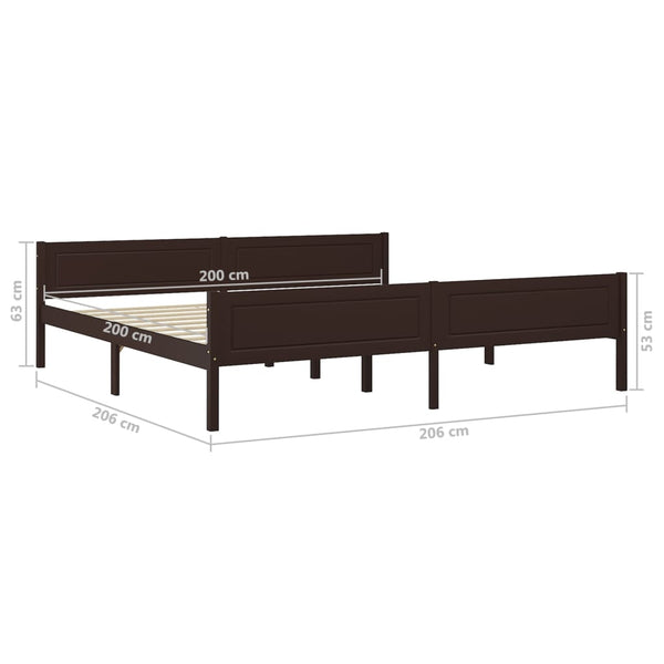 Massivholzbett Kiefer Dunkelbraun 200x200