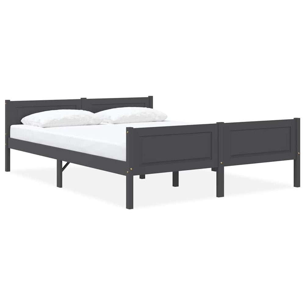 vidaXL Lit en bois massif pin gris 140x200 cm