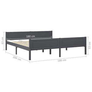 Massivholzbett Kiefer Grau 180x200
