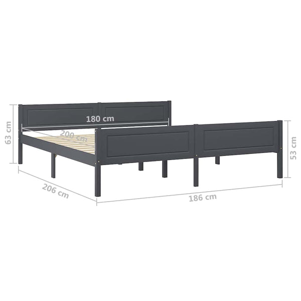 Massivholzbett Kiefer Grau 180x200